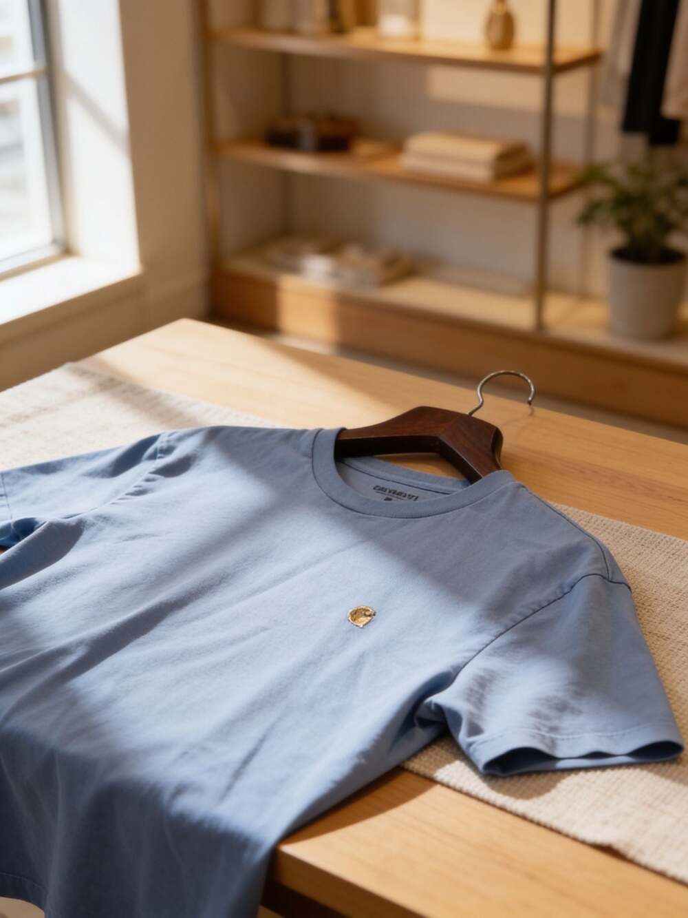 Carhartt Embroidered Logo Short Sleeve Crew Neck T-Shirt in Light Blue